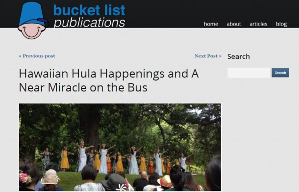 BucketList Publications: Hawaiian Hula Happenings and a Near Miracle on the Bus