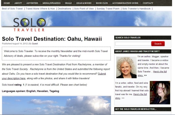 Solo Traveler: Solo Travel Destination, Oahu Hawaii
