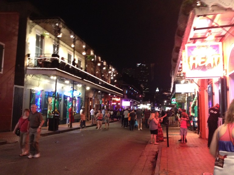 the fluorescent glow of Bourbon St., New Orleans