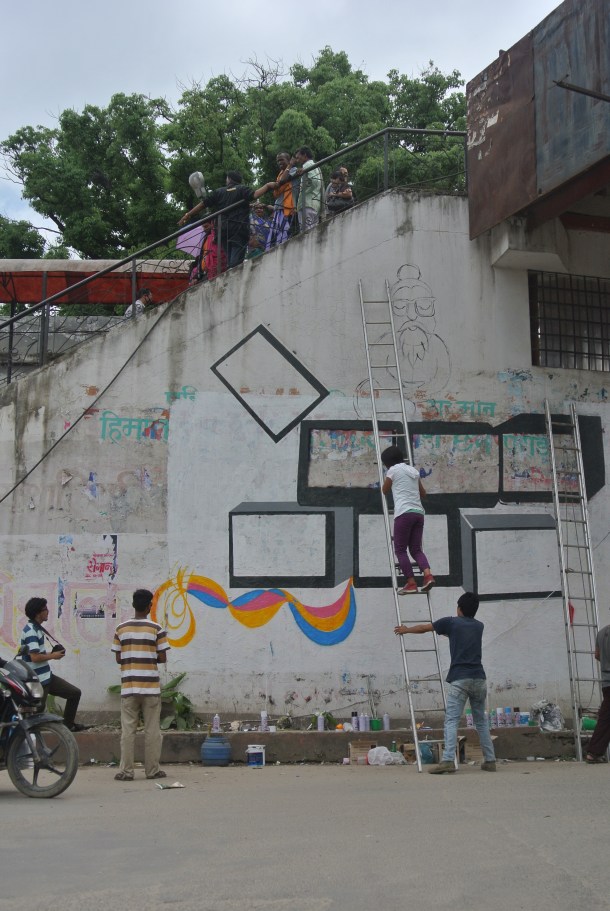 Kids graffiting in Kathmandu.
