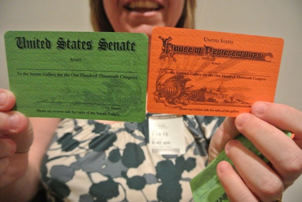 the colorful passes we picked up from the senator's office!