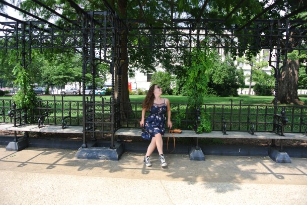 This ornate bench my sister is posing on, was also designed by Olmstead.
