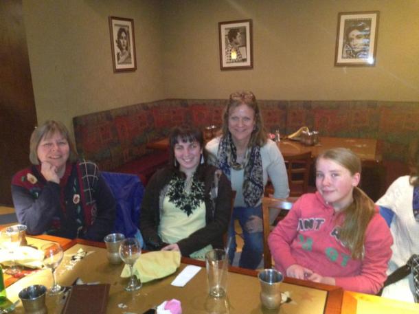 Out to dinner for Indian food with family and friends the first week back home.