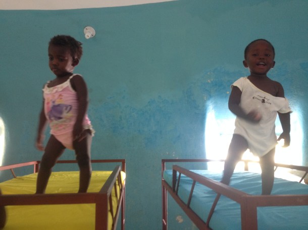 Dancing with the babies in the morning.